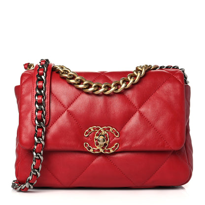 Chanel Goatskin Quilted Medium Chanel 19 Flap Red 1 of 10
