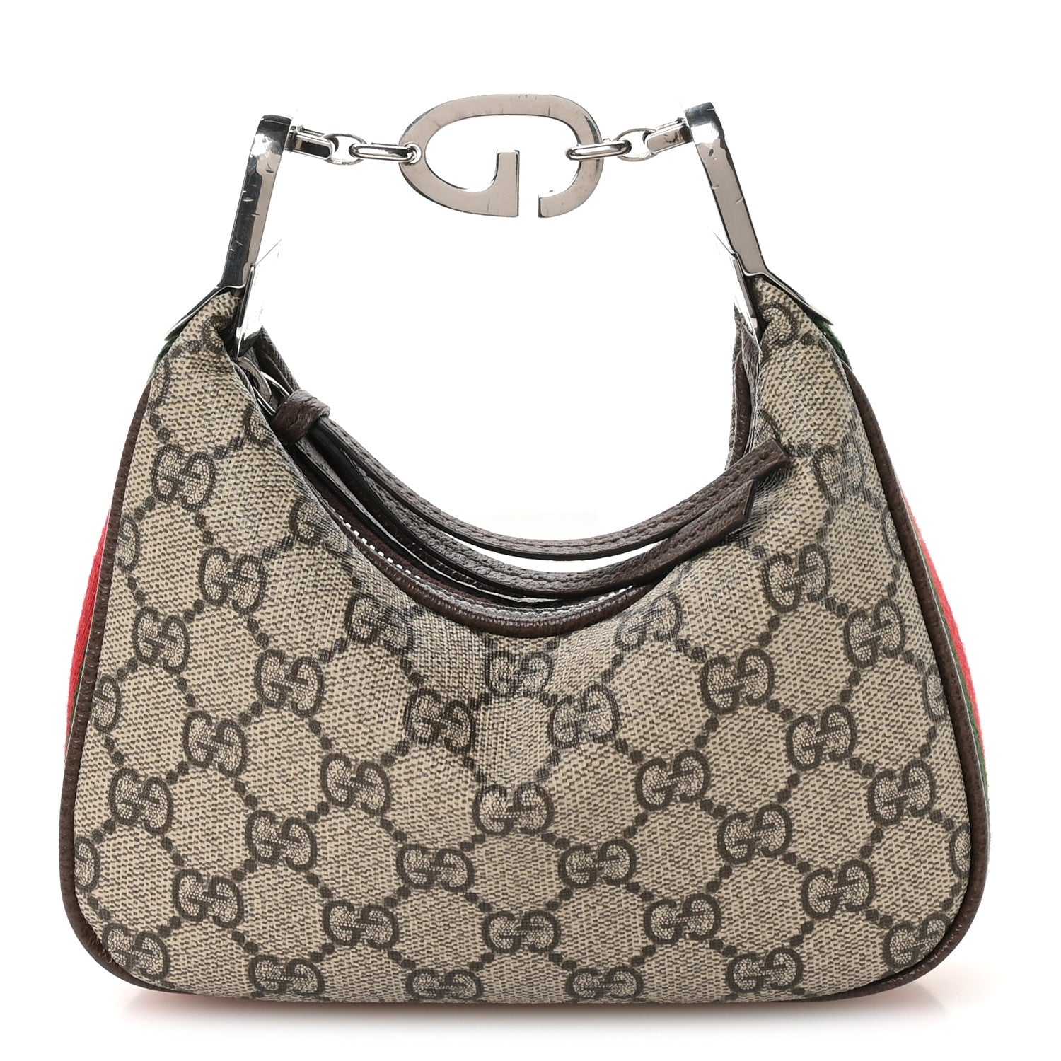 Gucci GG Supreme Monogram Textured Dollar Calfskin Web Mini Attache Bag Beige Ebony New Acero 1 of 10