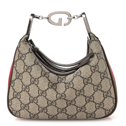 Gucci GG Supreme Monogram Textured Dollar Calfskin Web Mini Attache Bag Beige Ebony New Acero 1 of 10