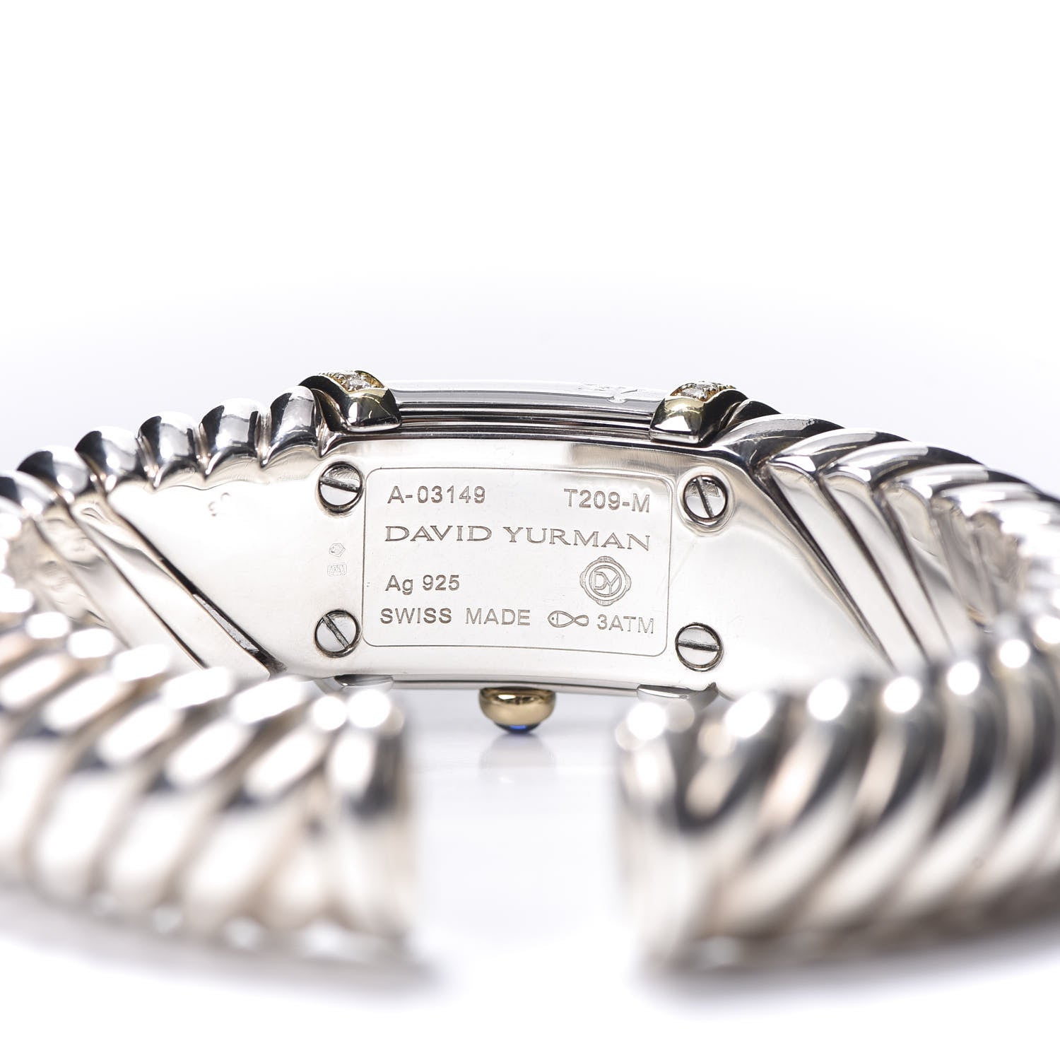 David Yurman Sterling Silver 18K Yellow Gold Diamond Bezel Mother of Pearl 19mm Waverly Quartz Watch 5 of 6