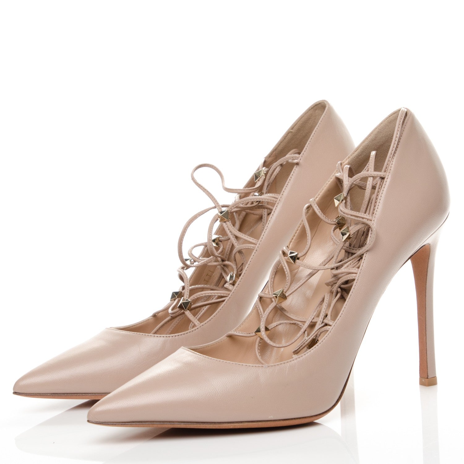Valentino Garavani Nappa Lace Up Pumps 41 Beige 3 of 7