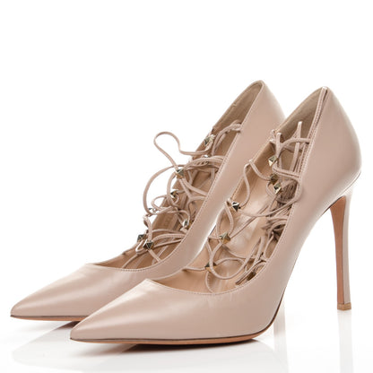 Valentino Garavani Nappa Lace Up Pumps 41 Beige 3 of 7