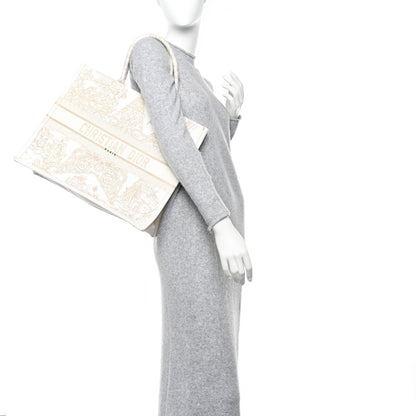 Christian Dior Canvas Embroidered Large Around The World Book Tote Gold 2 of 14