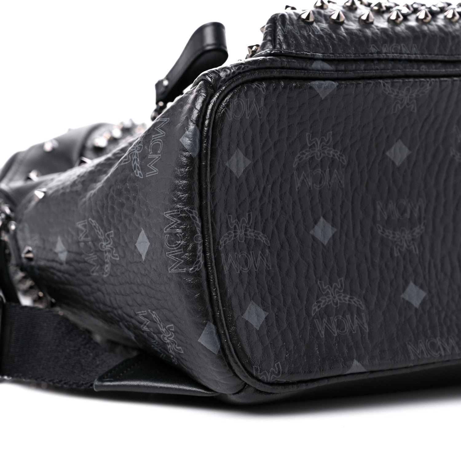MCM Visetos Swarovski Studded Small Diamond Backpack Black 7 of 8