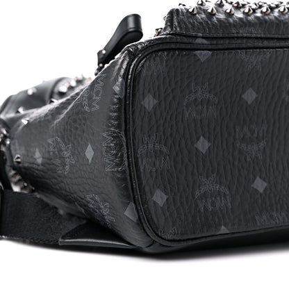 MCM Visetos Swarovski Studded Small Diamond Backpack Black 7 of 8