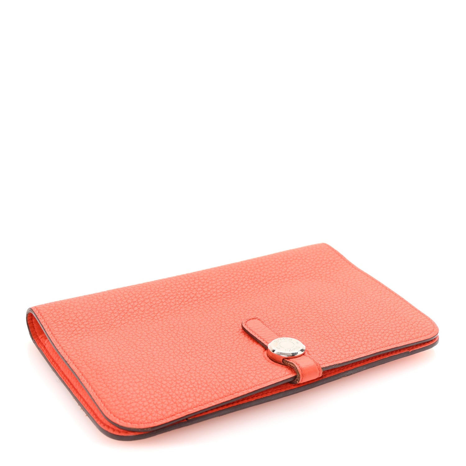 Hermes Togo Dogon Duo Wallet Orange Poppy Rose Candy 5 of 7