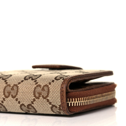 Gucci Monogram Dollar Calfskin Zip Around French Wallet Beige Ebony Tabacco 9 of 10