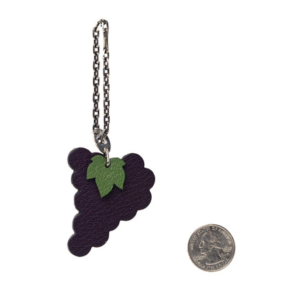 Hermes Chevre Mysore Grape Key Chain Bag Charm Raisin 2 of 5