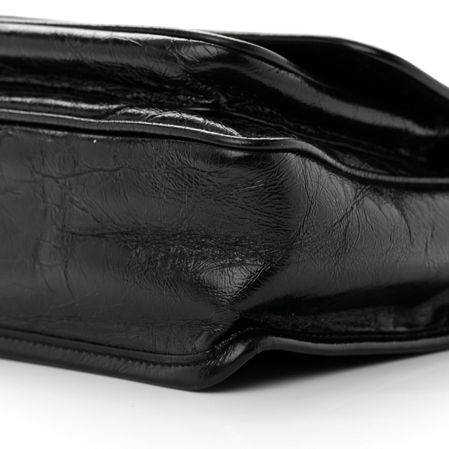 Crinkled Calfskin Matelasse Monogram Baby Niki Chain Satchel Black