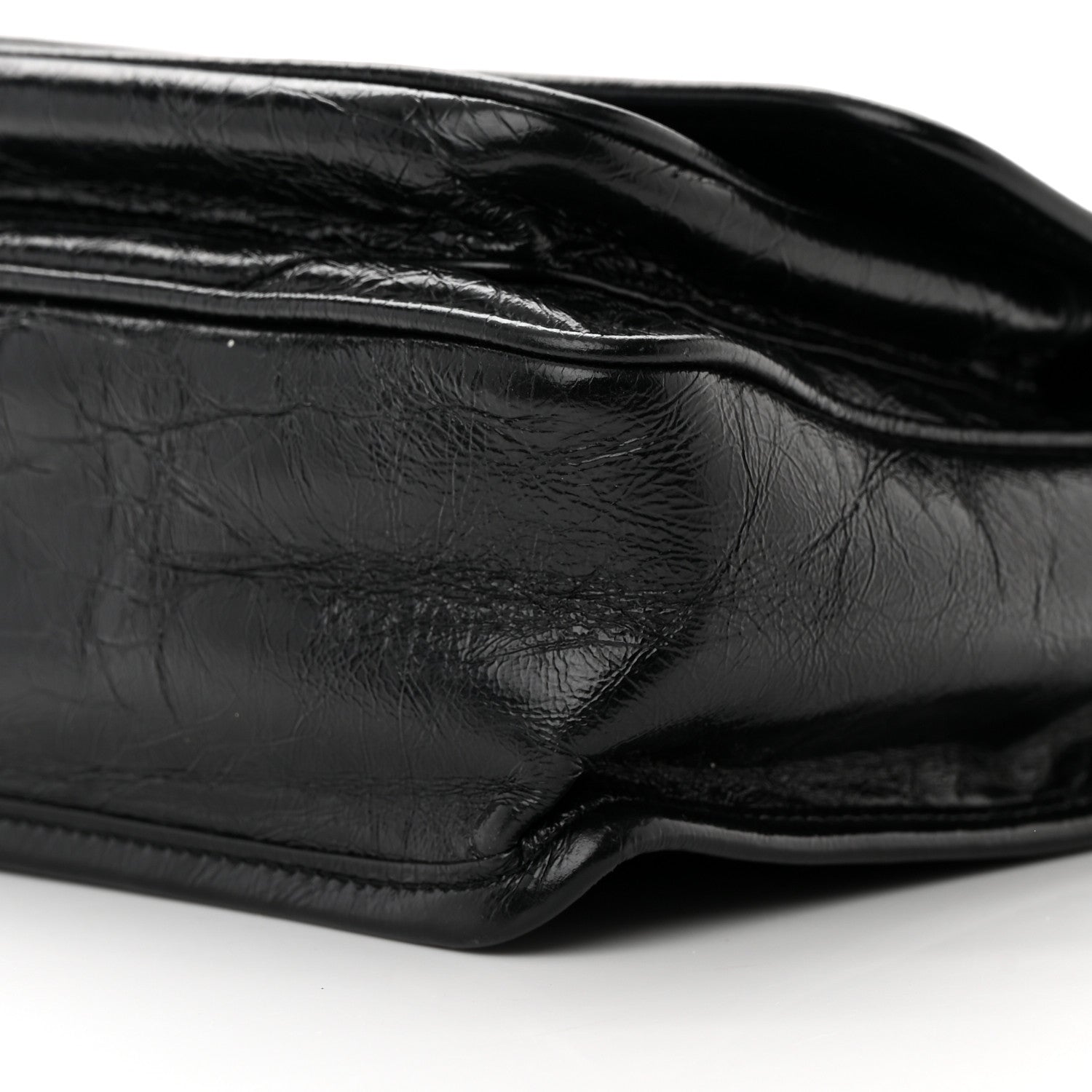 Saint Laurent Crinkled Calfskin Matelasse Monogram Baby Niki Chain Satchel Black 10 of 18