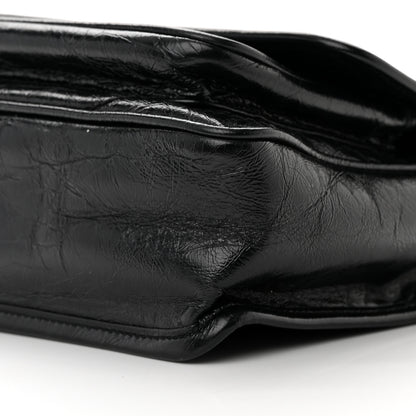 Saint Laurent Crinkled Calfskin Matelasse Monogram Baby Niki Chain Satchel Black 10 of 18