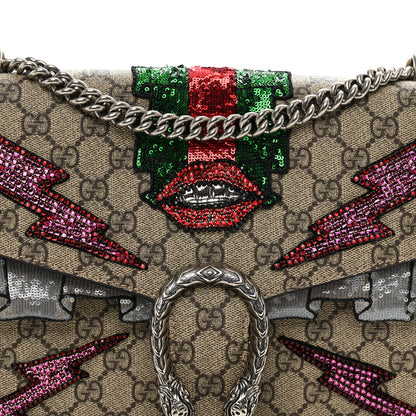 Gucci GG Supreme Monogram Lightning Embroidered Medium Dionysus Shoulder Bag Beige 5 of 12