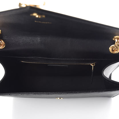 Saint Laurent Grain De Poudre Matelasse Chevron Large Monogram Satchel Black 5 of 9