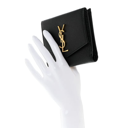 Saint Laurent Grain De Poudre Monogram Bi-Fold Wallet Black 2 of 9