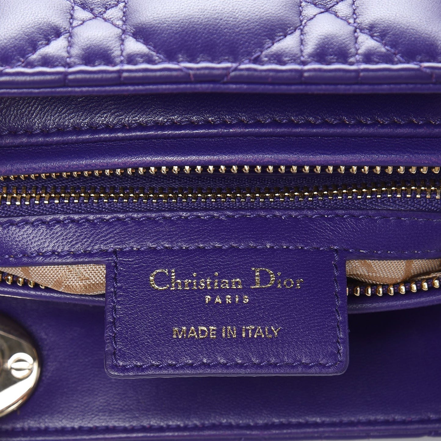 Lambskin Cannage Large Lady Dior Purple