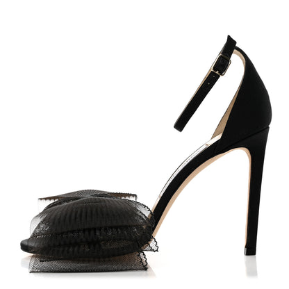 Jimmy Choo Grosgrain Aveline Bow 100 Sandals 38.5 Black 1 of 8