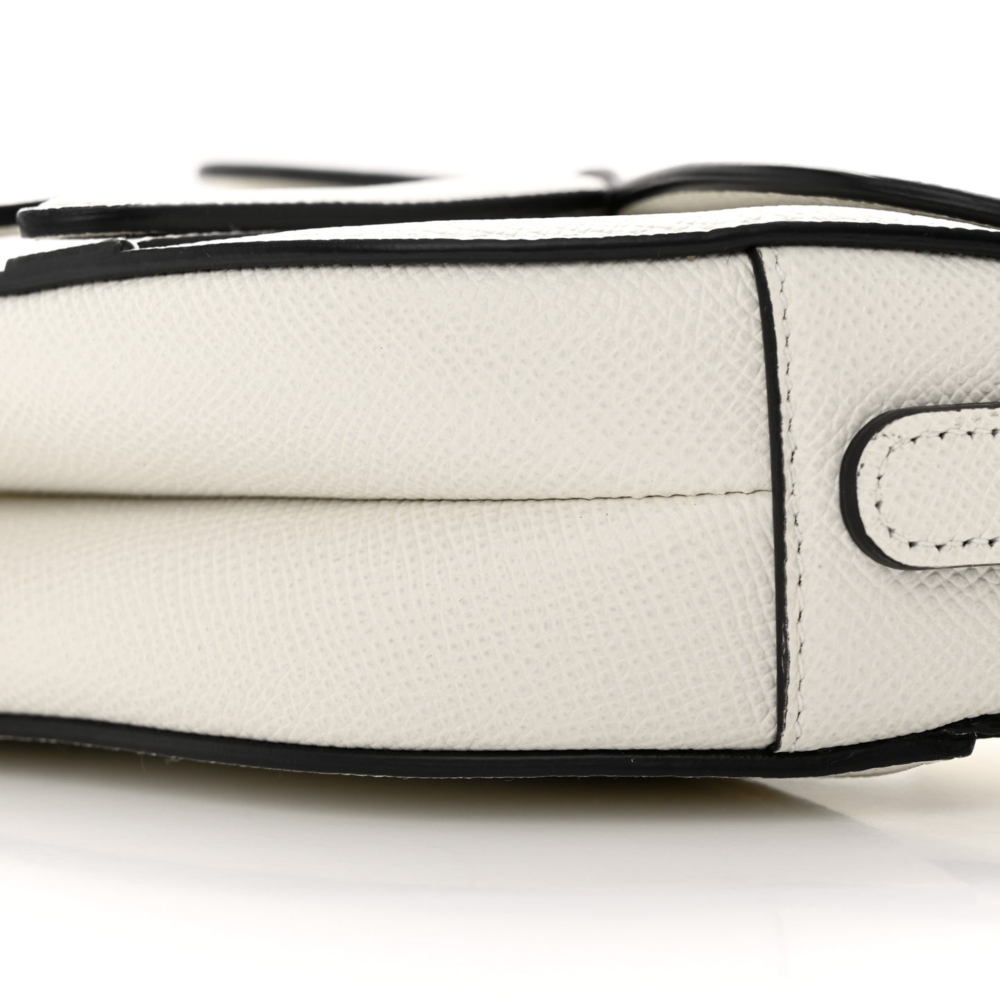 Grained Calfskin Mini Saddle Bag With Strap White