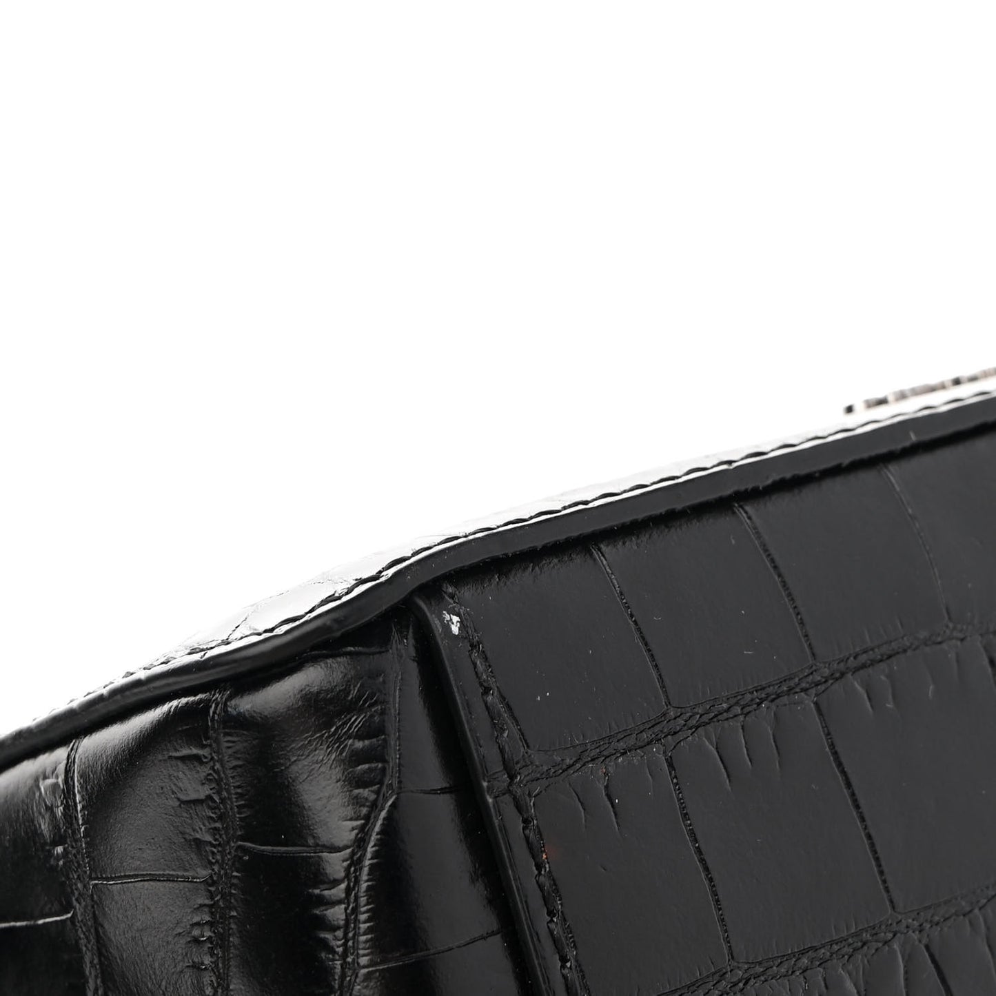 Calfskin Embossed Crocodile Binder Flap Bag Black