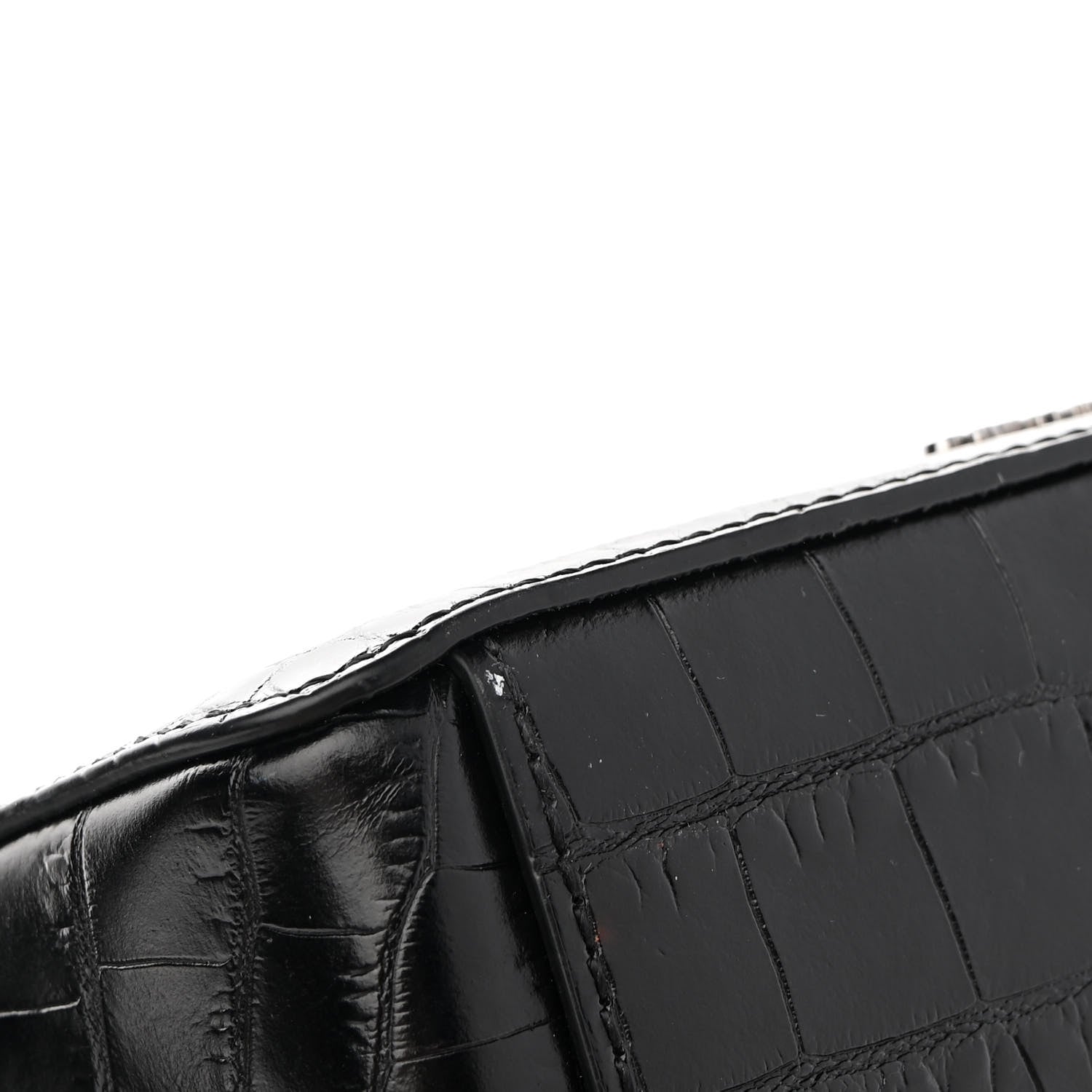 Off-White Calfskin Embossed Crocodile Binder Flap Bag Black 10 of 12