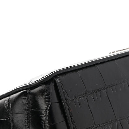 Off-White Calfskin Embossed Crocodile Binder Flap Bag Black 10 of 12