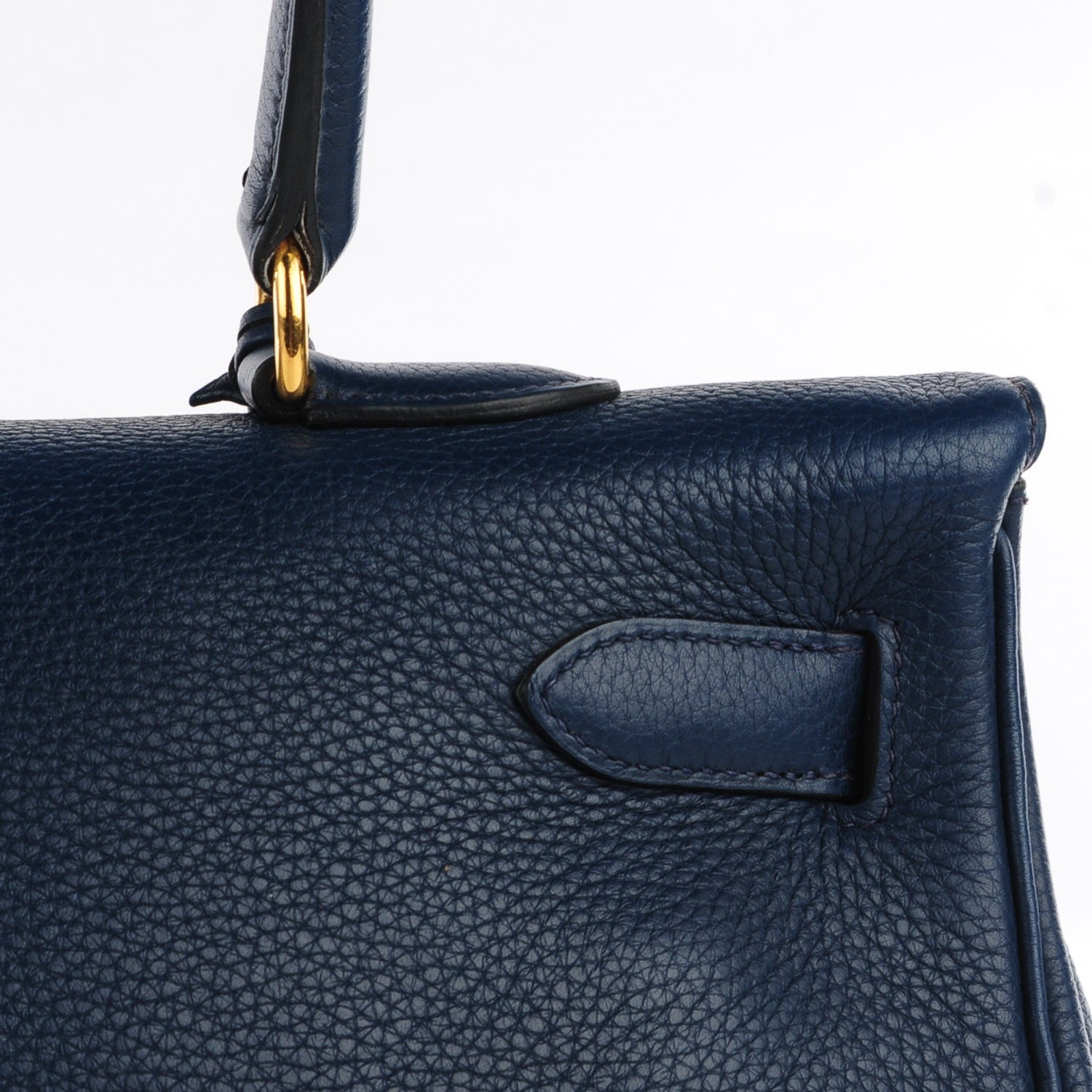 Hermes Taurillon Clemence Shoulder Kelly 40 Bleu De Malte 15 of 21