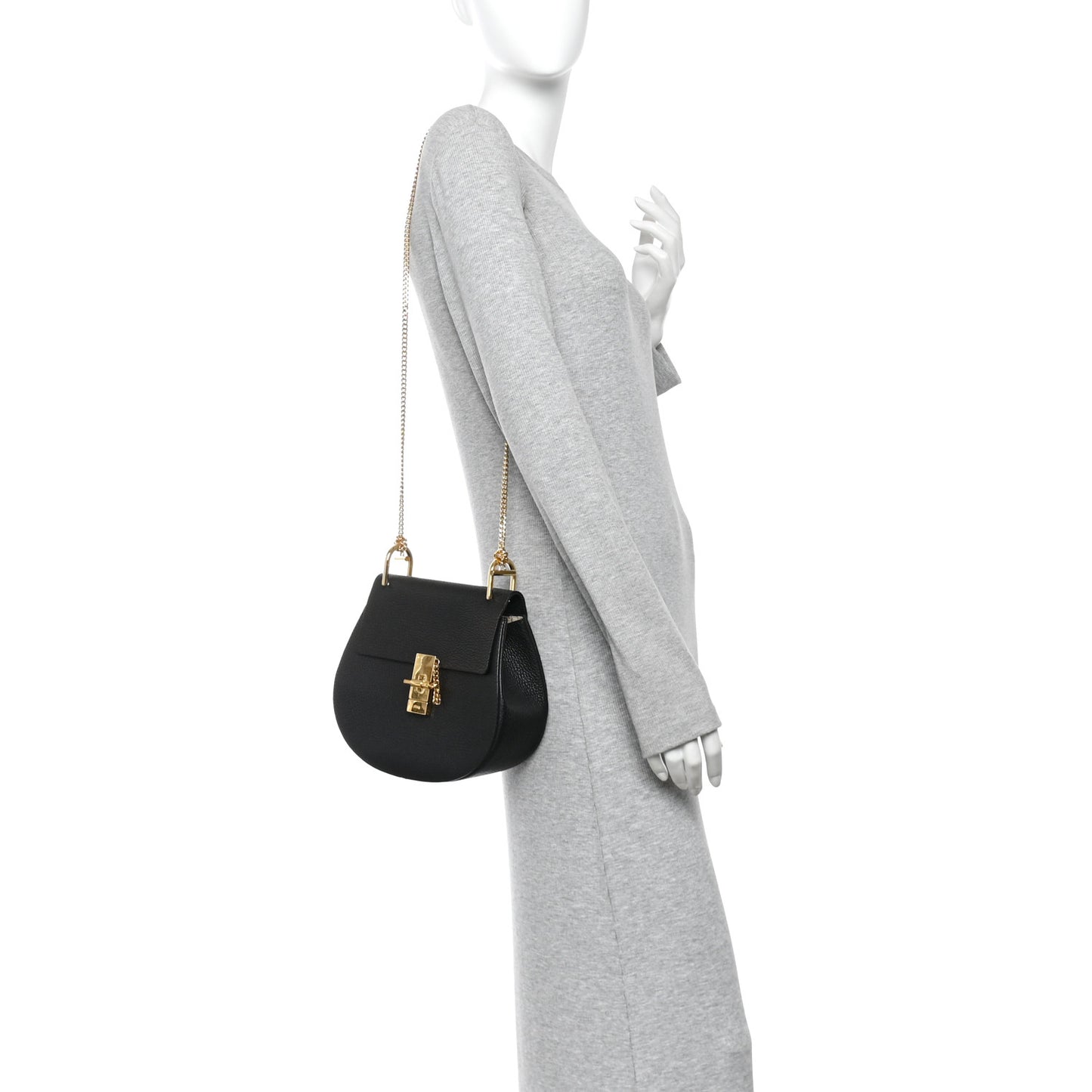 Grained Lambskin Drew Shoulder Bag Black