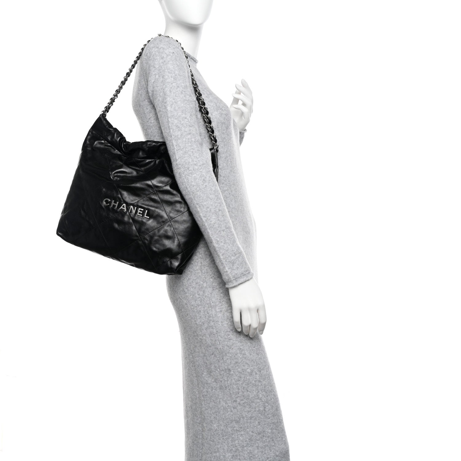 Chanel Shiny Calfskin Quilted Small Chanel 22 Black 2 of 11