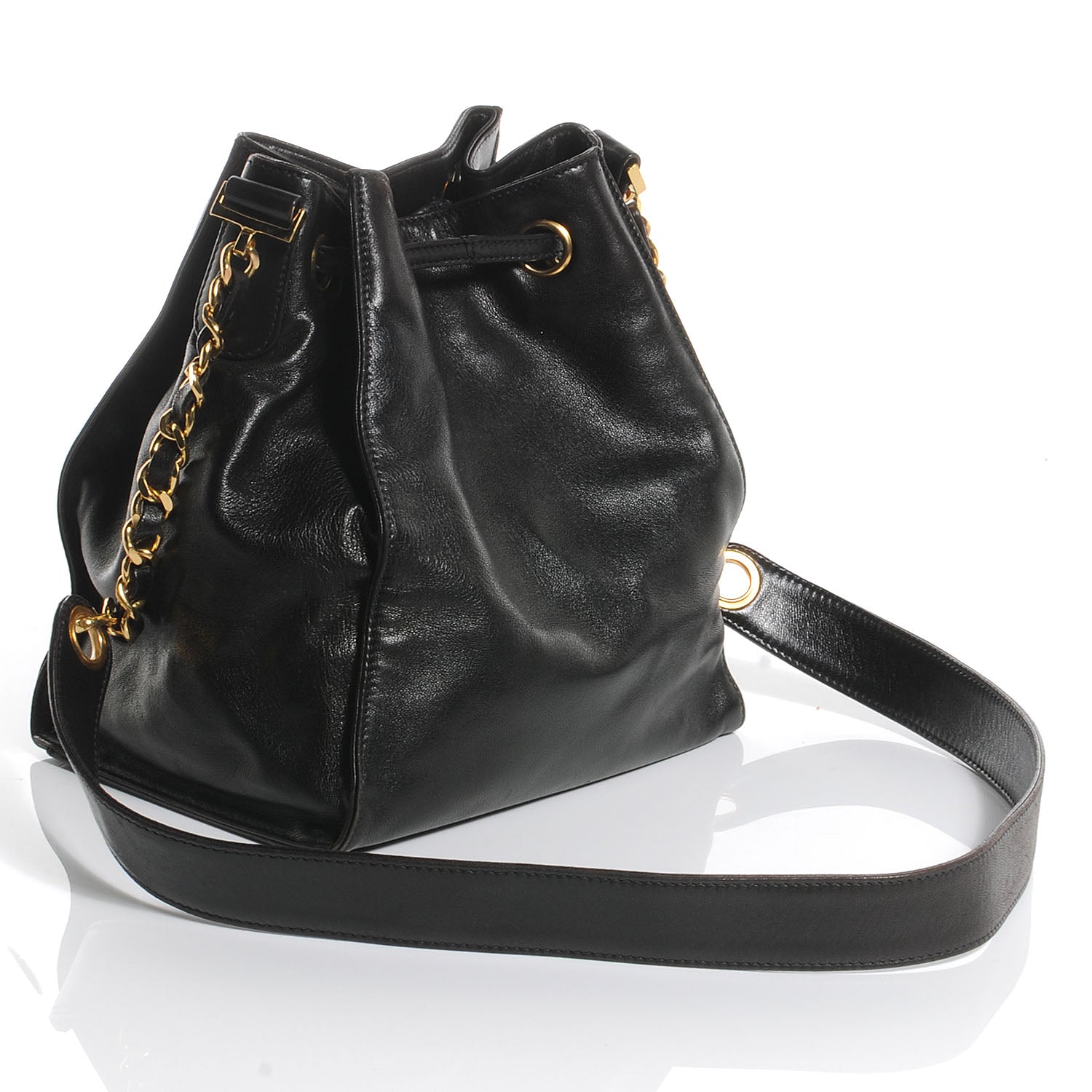 Chanel Lambskin Drawstring Shoulder Bag Dark Brown 3 of 8