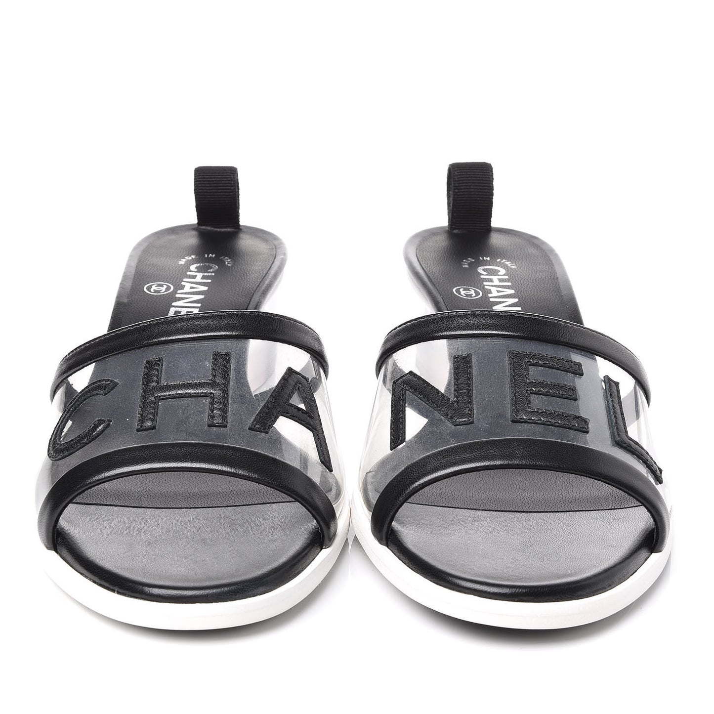 PVC Lambskin Logo Mules 39 Black