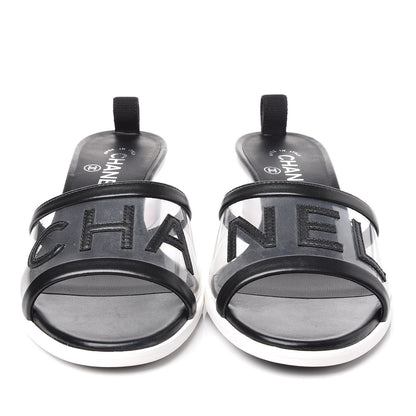 Chanel PVC Lambskin Logo Mules 39 Black 8 of 9