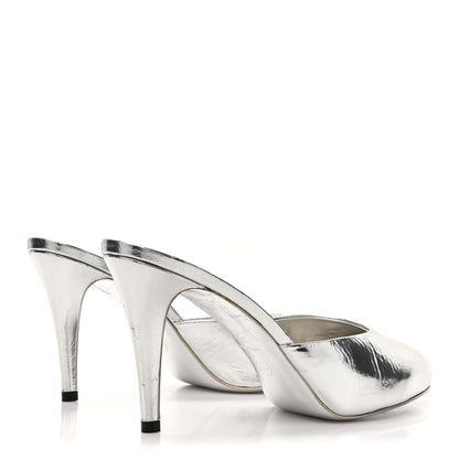 Chanel Metallic Goatskin CC Mules 37.5 Silver 4 of 10
