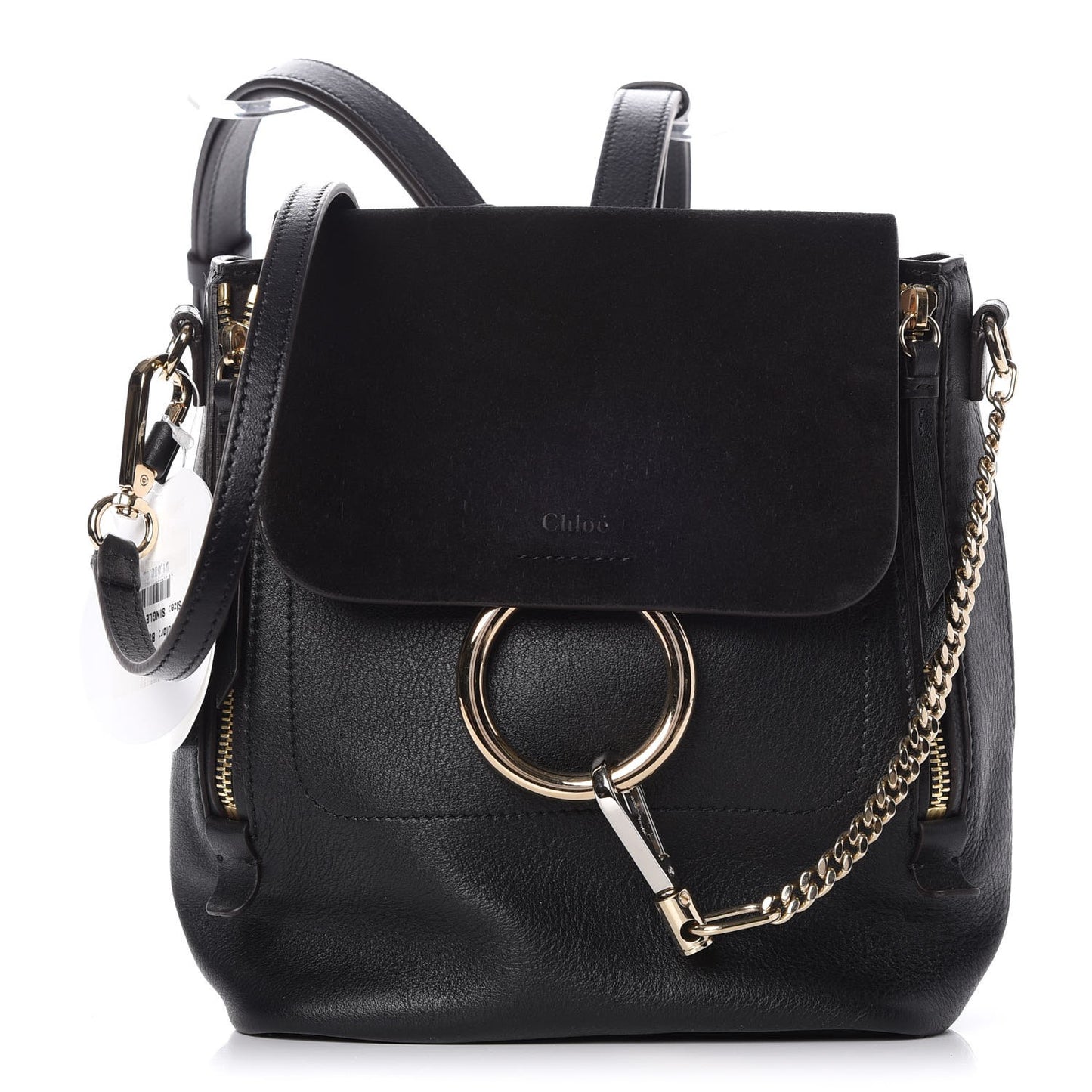 Suede Calfskin Small Faye Backpack Black