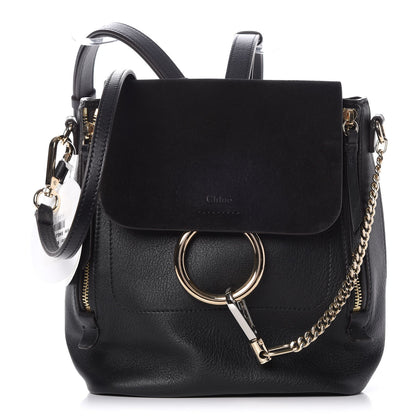 Chloe Suede Calfskin Small Faye Backpack Black 1 of 7