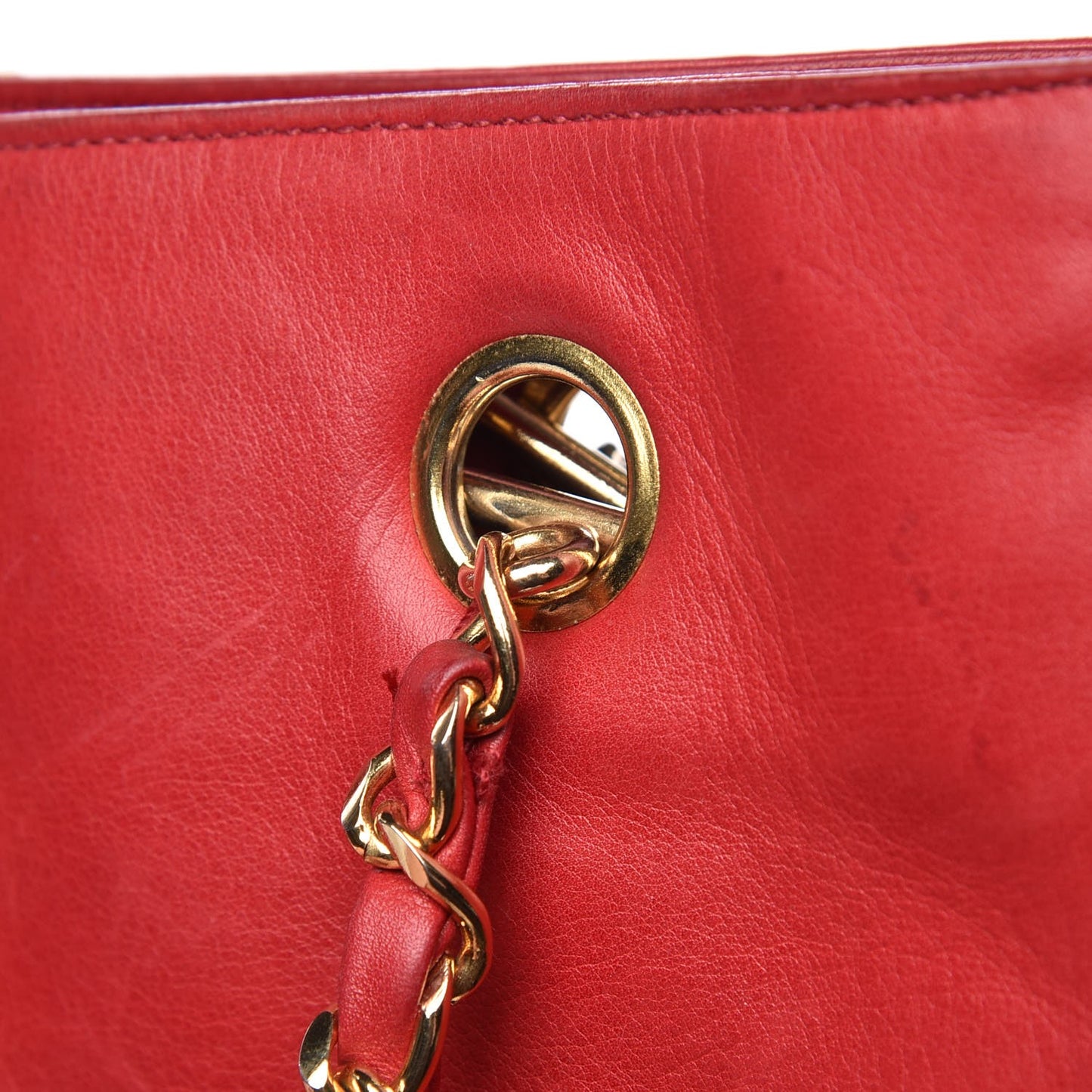 Lambskin Quilted Tote Red