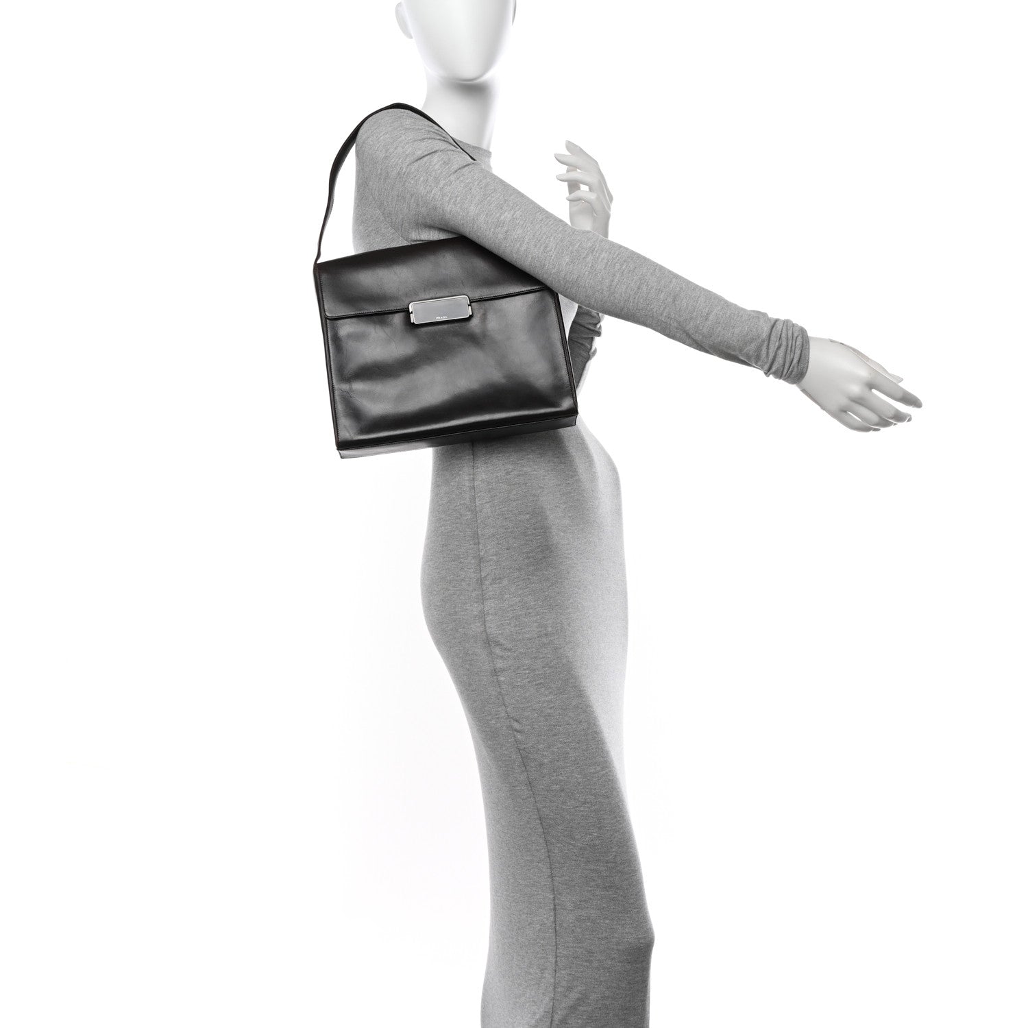 Prada Vitello Smalt Shoulder Bag Ebano 2 of 16