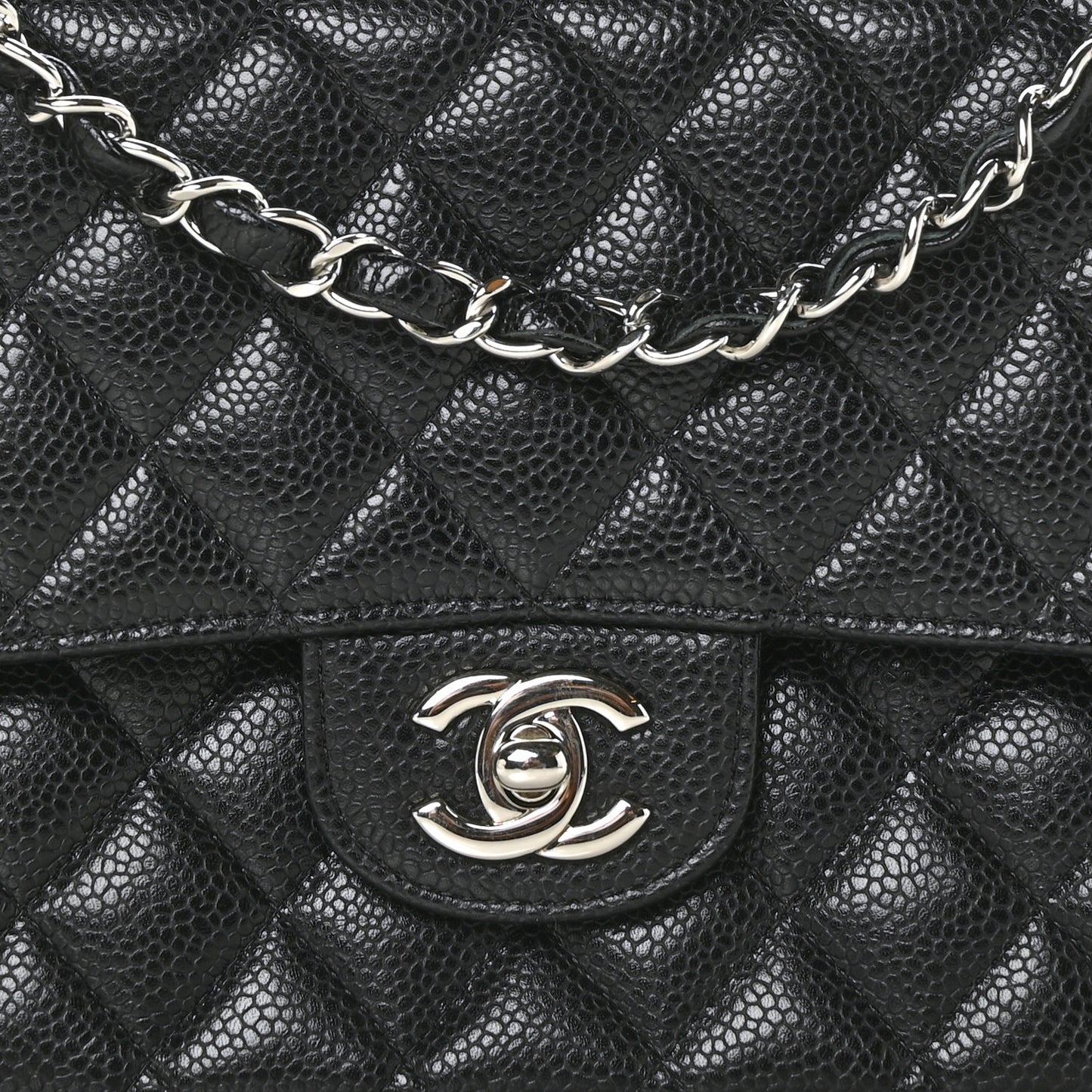 Caviar Quilted Medium Double Flap Black