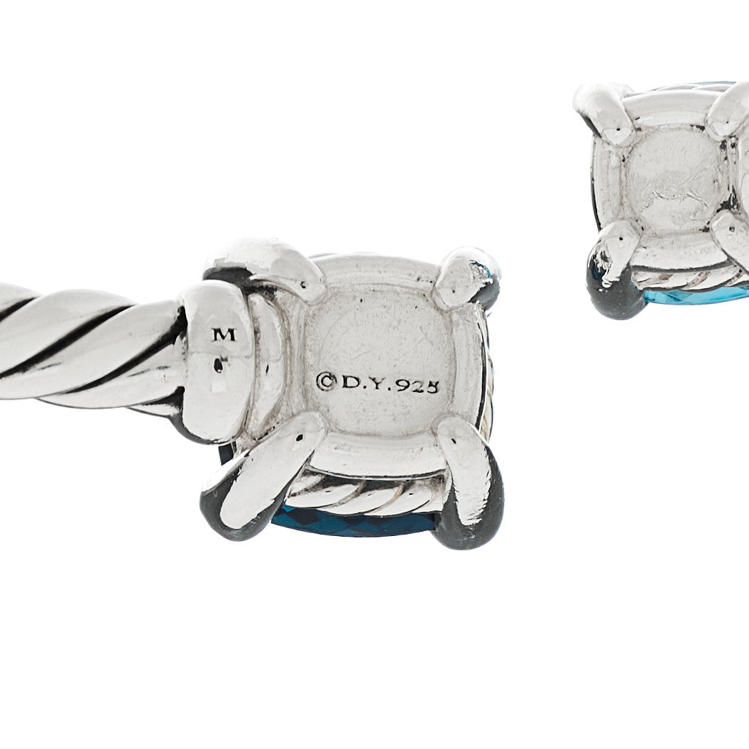 Sterling Silver Blue Topaz Hampton Blue Topaz Diamond 4mm Chatelaine Bypass Bracelet
