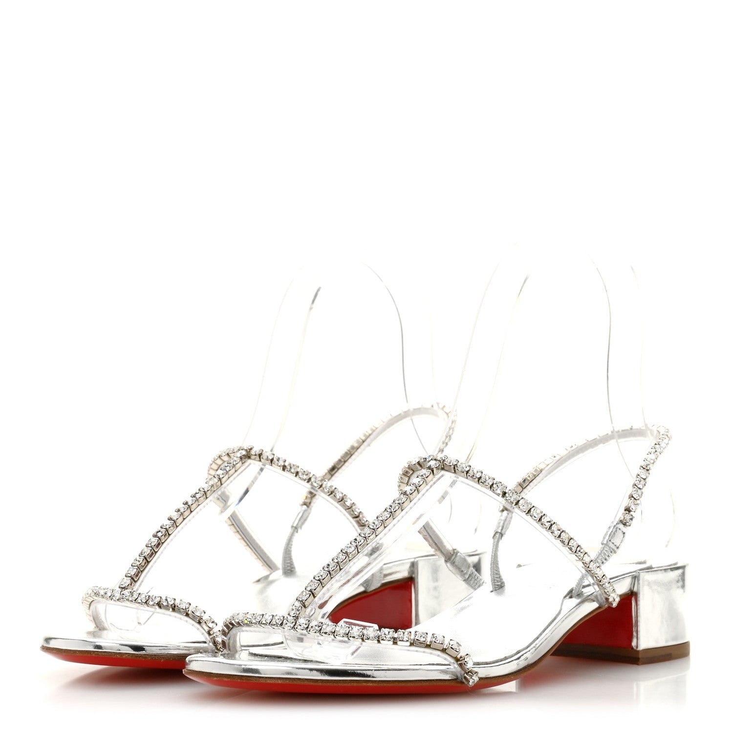 Christian Louboutin Specchio PVC Crystal Simple Queenie Sandals 36 Silver 4 of 8