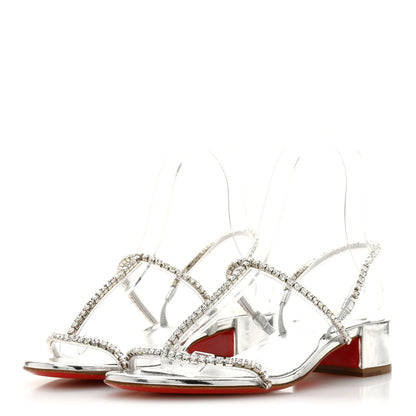 Christian Louboutin Specchio PVC Crystal Simple Queenie Sandals 36 Silver 4 of 8