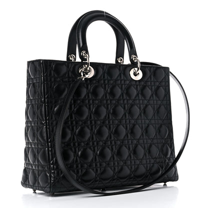 Christian Dior Lambskin Cannage Large Lady Dior Black 2 of 21