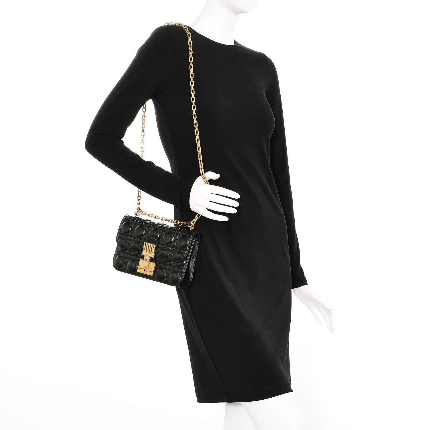 Christian Dior Lambskin Cannage Small Dioraddict Flap Bag Black 2 of 11