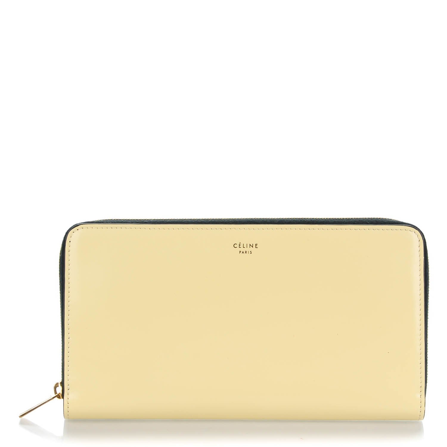 Celine Spazzolato Calfskin Large Zip Around Multifunction Wallet Yellow 1 of 8