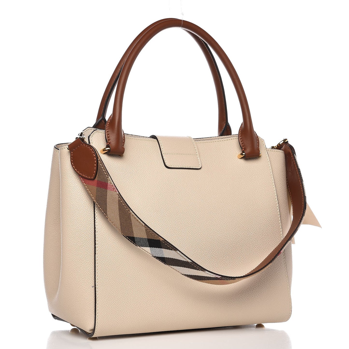Soft Grain Calfskin Medium Buckle Tote Black Limestone