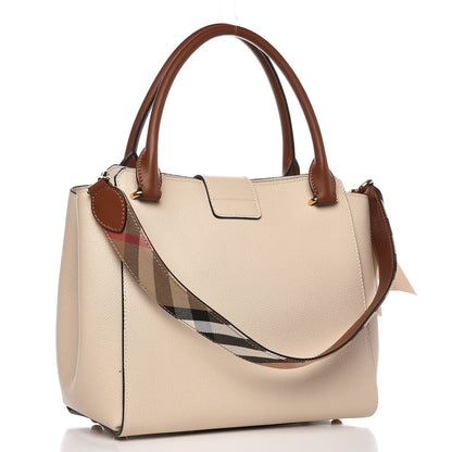 Burberry Soft Grain Calfskin Medium Buckle Tote Black Limestone 4 of 9