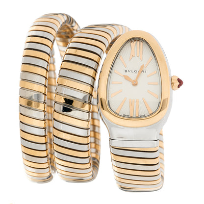 Bulgari Stainless Steel 18K Rose Gold 35mm Serpenti Tubogas Double Spiral Quartz Watch 1 of 4