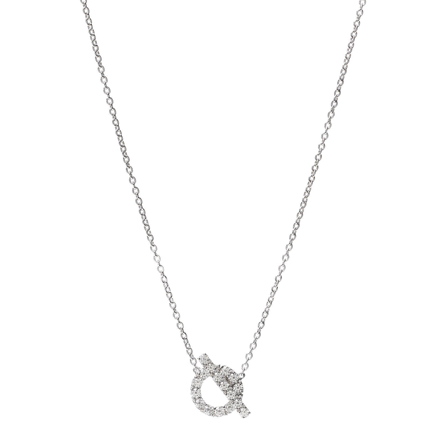 Hermes 18K White Gold Diamond Finesse Pendant Necklace 1 of 6