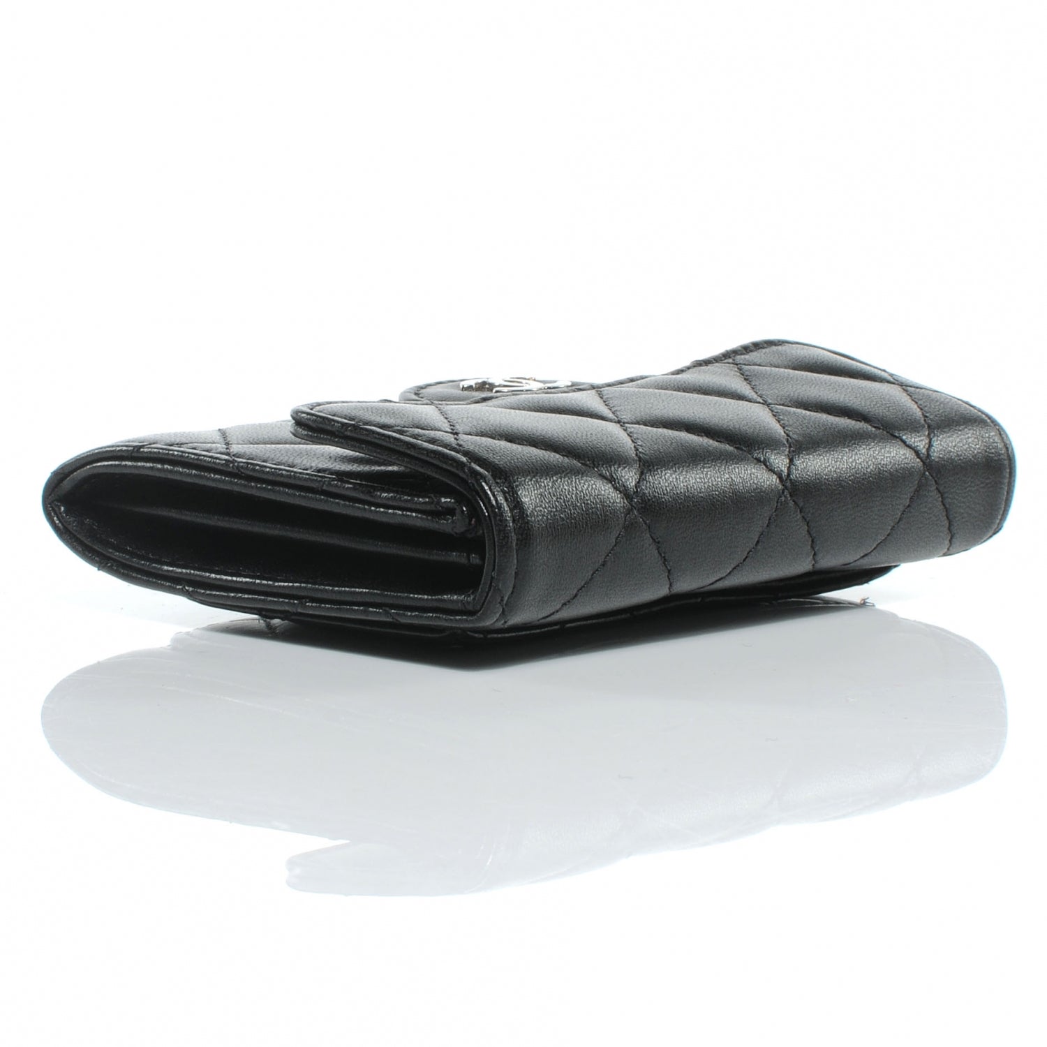 Chanel Lambskin Quilted Small Compact Wallet Black 5 of 10