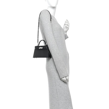 Hermes Chevre Chamkila Clou de Coeur Mini Kelly Sellier 20 Black 2 of 10