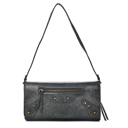 Balenciaga Agneau Classic Hardware Continental Wallet on Strap Anthracite 1 of 15