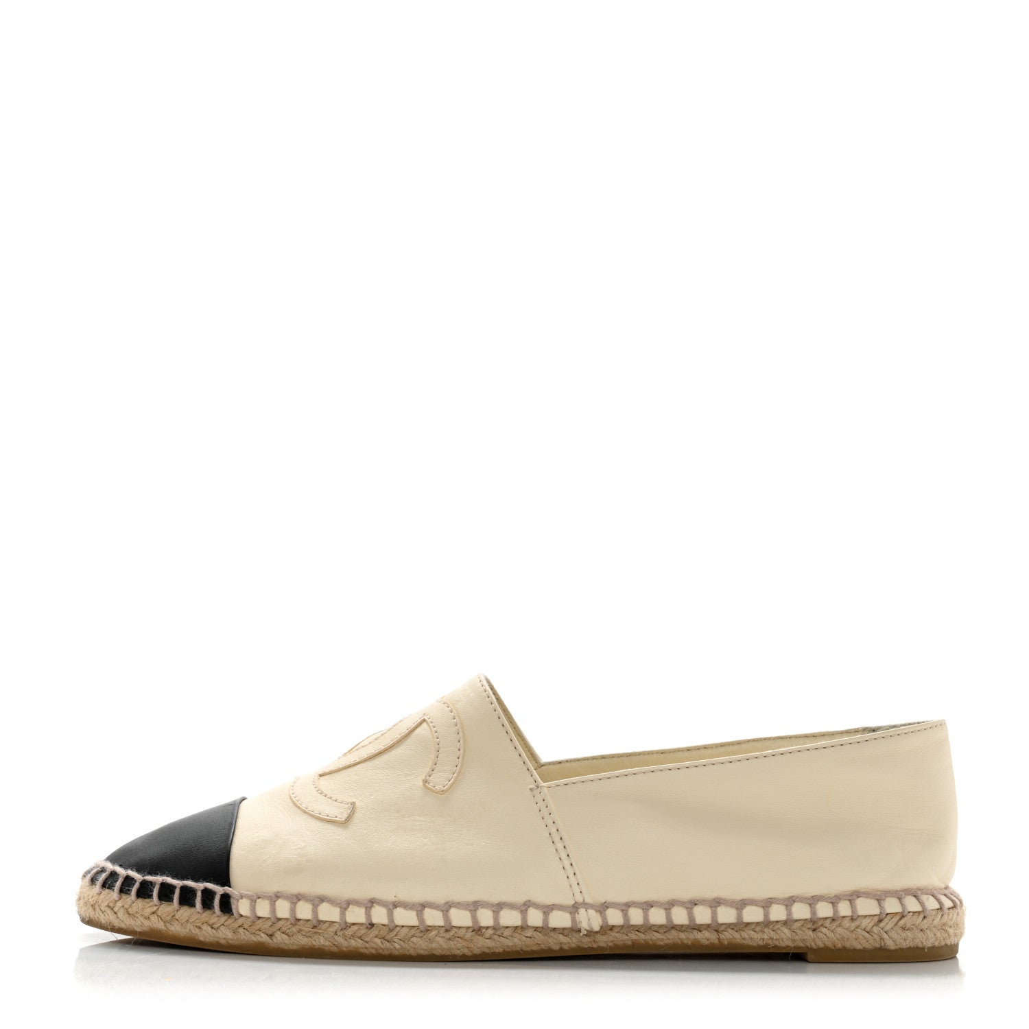Chanel Lambskin CC Espadrilles 39 White Black 1 of 12